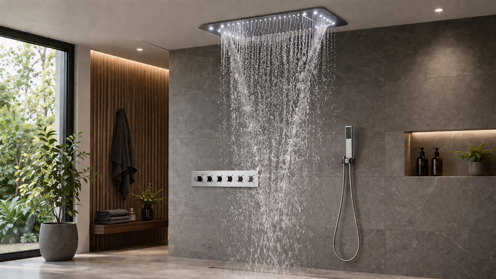 Luxury rainfall shower head finishes
